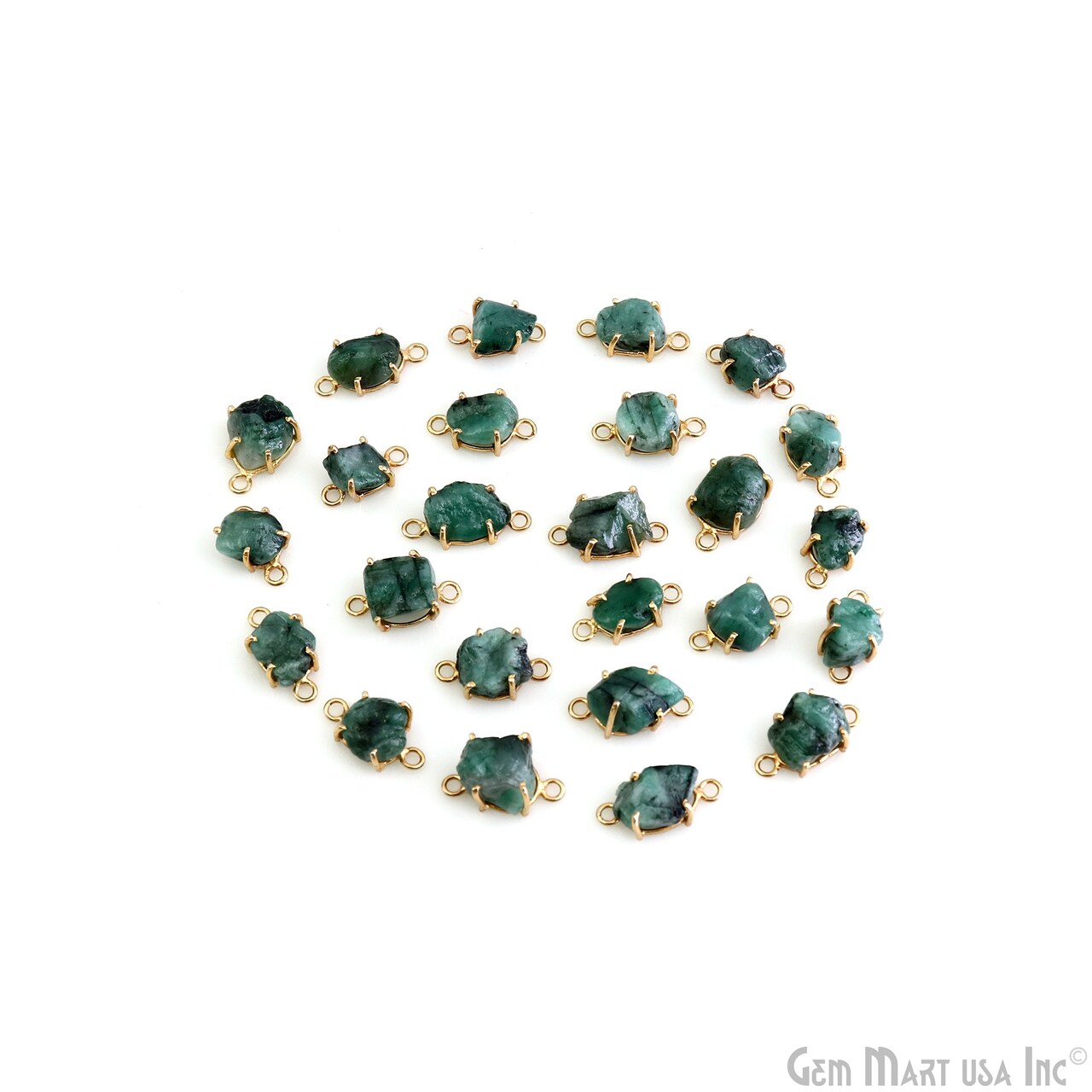 Rough Gemstone Bracelet Charm, 18x12mm Gold Plated Prong setting, Single Bail Gemstone Connector, GemMartUSA (50656)
